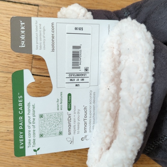 Isotoner Lead Microsuede smarTouch smartDri Sherpa Lined Gloves Size S/M - Picture 6 of 6